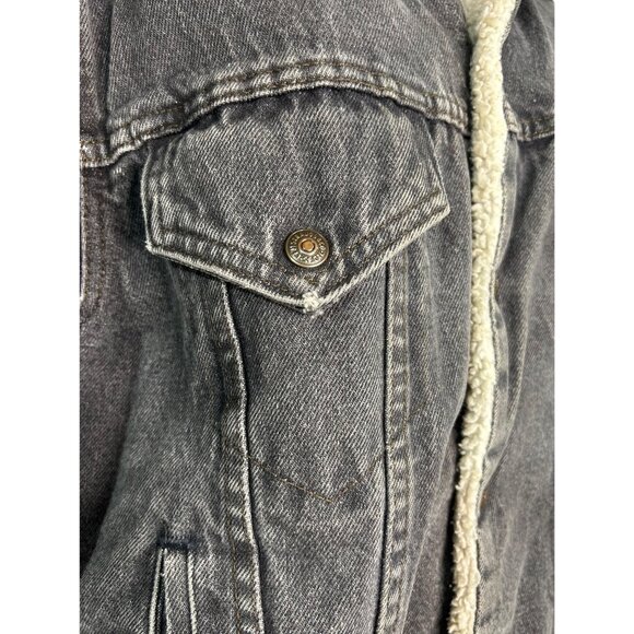 Vintage Levi’s Charcoal Denim Jacket Sherpa Lined Unisex - Picture 12 of 13